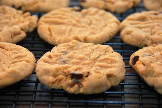 Post image for Flourless Choc. Chip Peanut Butter Cookies (GF, Vegan)