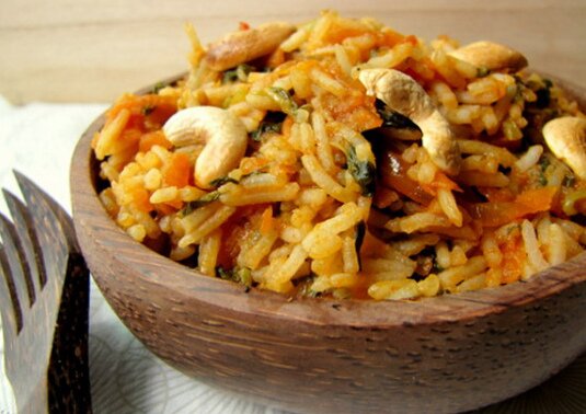 Post image for Indian Spiced Carrot and Spinach Wild Rice Pulao (Gluten/Dairy/Soy/Egg/Corn Free & Vegan)