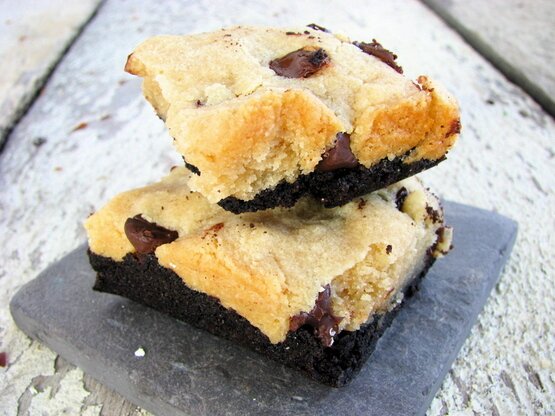 Post image for Layered Brownie Chocolate Chip Cookie Bars (Gluten/Grain/Starch/ Egg/ Corn /Soy Free) With Directions to make Sugar Free.