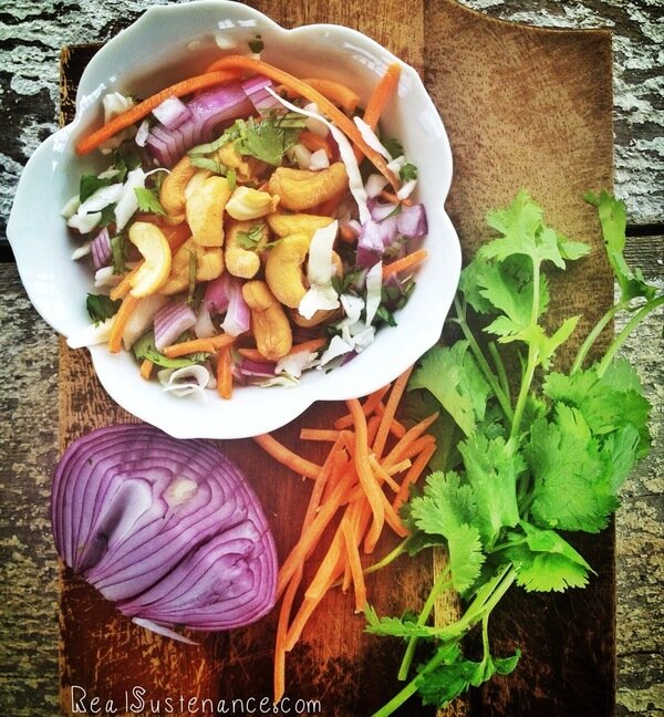 Post image for Cilantro Cashew Cabbage Salad. (Gluten/Grain/Dairy/Sugar Free)