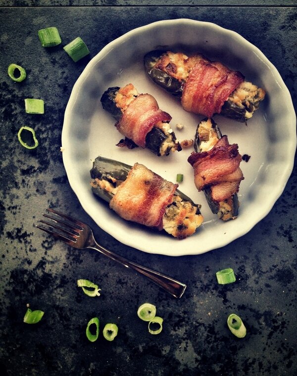 Post image for Bacon-Wrapped Goat Cheese Jalapeno Poppers. (Gluten/Grain/Egg Free)