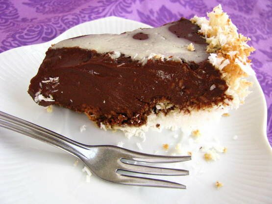 Post image for Chocolate Orange Mousse Pie with a Toasted Coconut Crust. Directions included to make with Carob. (Sugar/Gluten/Grain/Dairy/Soy/Corn/Egg Free).